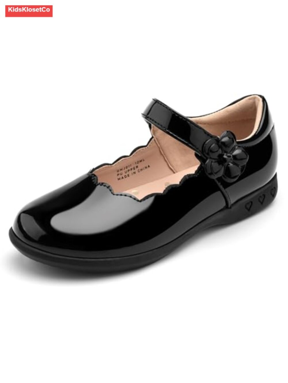 Girls School Mary Jane Flats Memory Foam Hook Loop